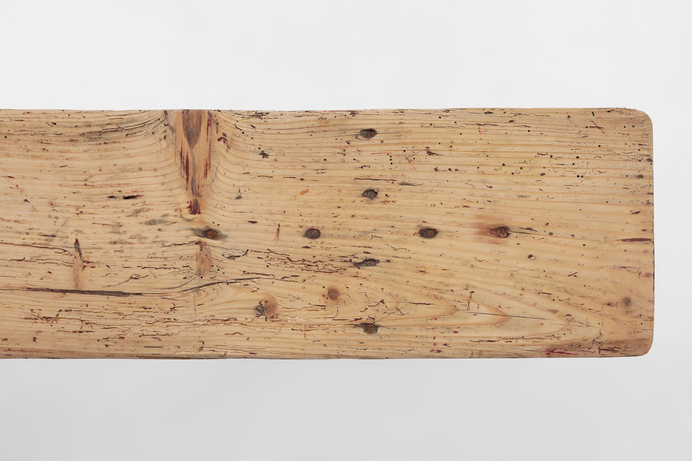 Rustic wooden bench in with brown painted feet, France ca. 1890thumbnail